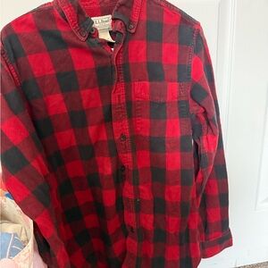 L.L. Bean Men’s Red and Black Buffalo Plaid Button-Down Shirt
